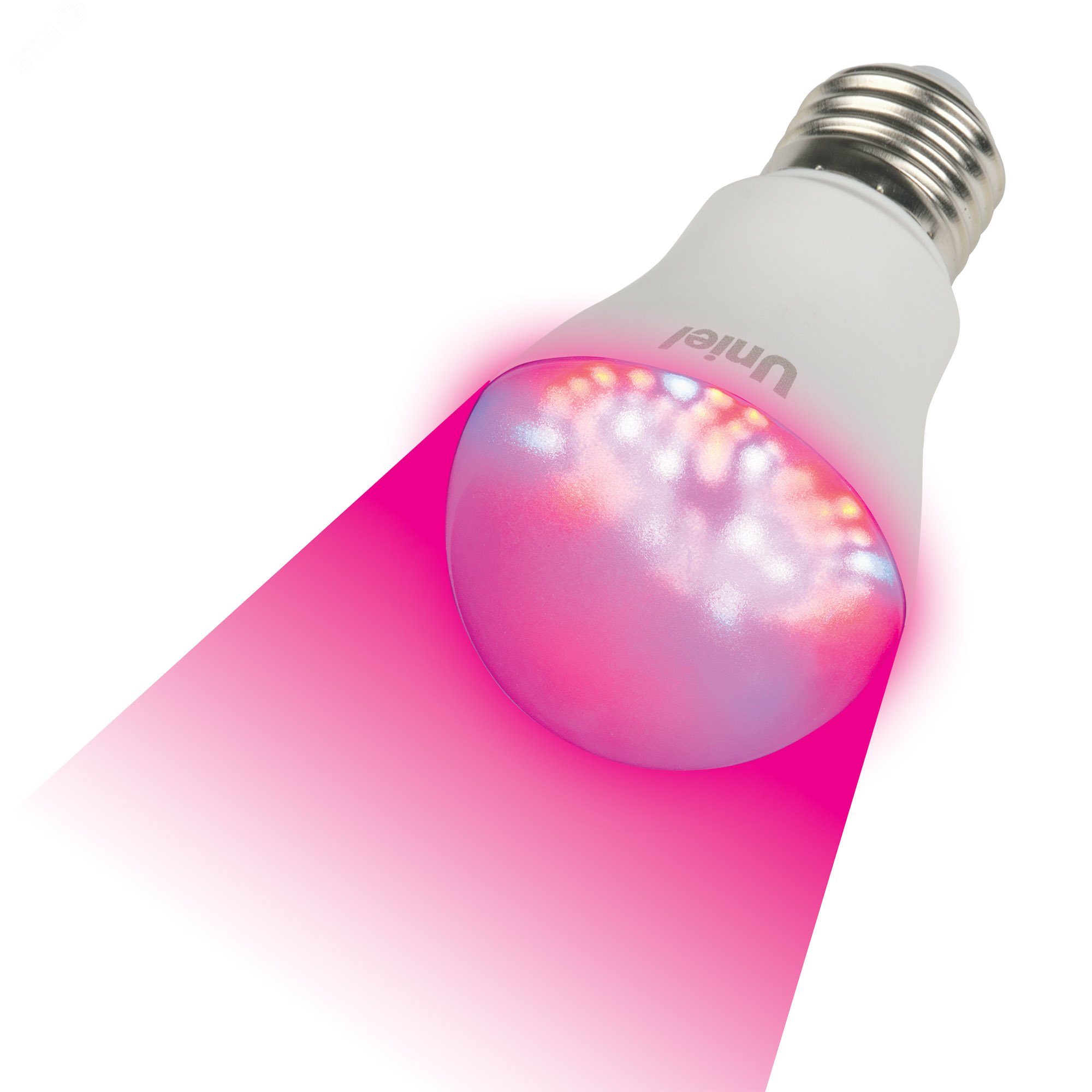Лампа светодиодная для растений LED-A60-9W/SP/E27/CL ALM01WH, Форма "А", прозрачная колба.