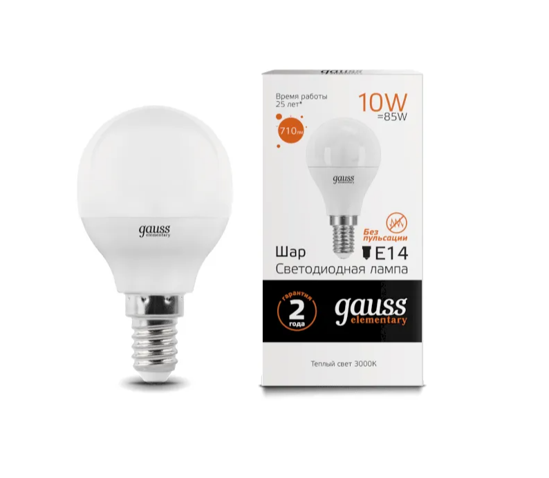 Лампа Gauss LED Elementary Globe 10W E14 2700K 1/10/100