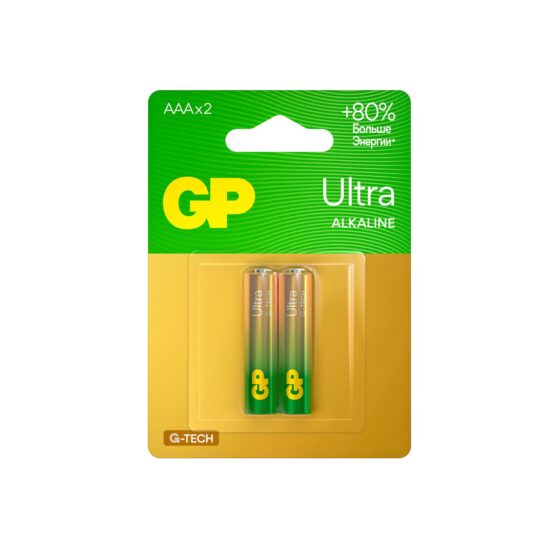 Батарейка щелочная GP LR03 (AAA) Ultra Alkaline 1.5В бл/2 (24AUA21-2CRSBC2)