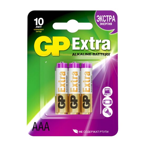 Батарейка щелочная GP LR03 (AAA) Extra Alkaline 1.5В бл/6 (упак)