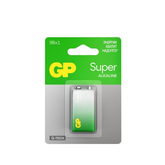Батарейка щелочная GP 6LF22 (6LR61) Super Alkaline 9В бл/1 (1604AA21-5CRSBC1)