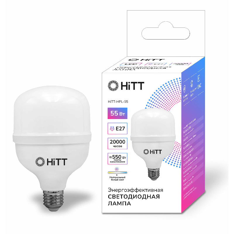 Лампа HiTT-HPL-55-230-E27-6500