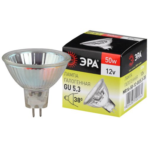 Лампа галогенная ЭРА GU5.3-MR16-50W-12V-CL