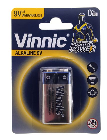 Батарейка щелочная VINNIC 6LR61 9В бл/1