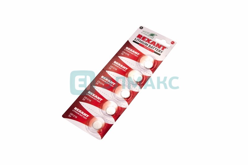 Литиевые Батарейки CR1216 "REXANT" 5 шт 3 V 25mAh блистер