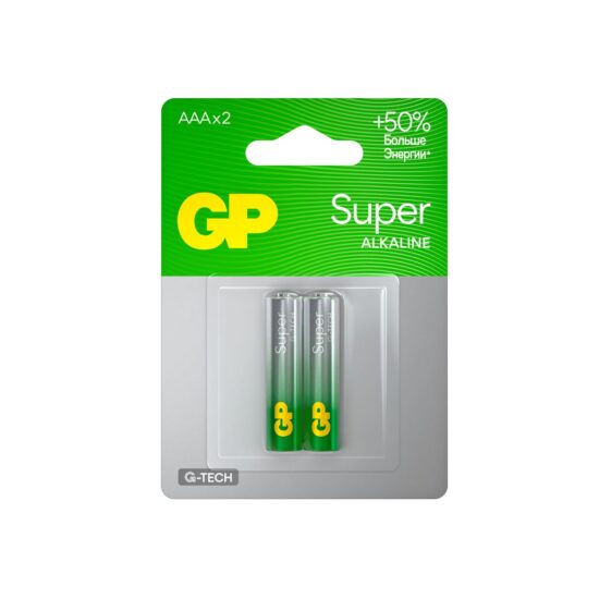 Батарейка щелочная GP LR03 (AAA) Super Alkaline 1.5В бл/2 (24AA21-2CRSBC2)