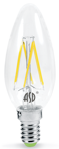 Лампа светодиодная LED-СВЕЧА-PREMIUM 5Вт 160-260В Е14 3000К 450Лм прозрачная ASD
