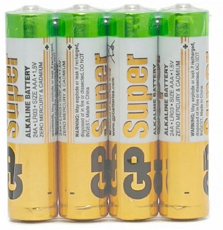 Батарейка щелочная GP LR03 (AAA) Super Alkaline 1.5В 4 в п/э (24ARS-2SB4)