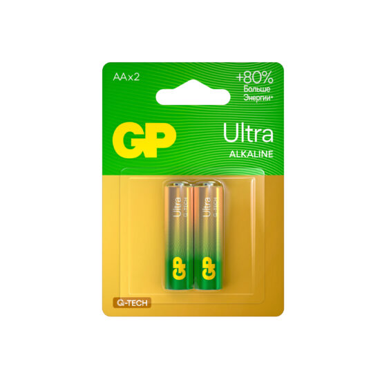 Батарейка щелочная GP LR6 (AA) Ultra Alkaline 1.5В бл/2 (15AUA21-2CRSBC2)