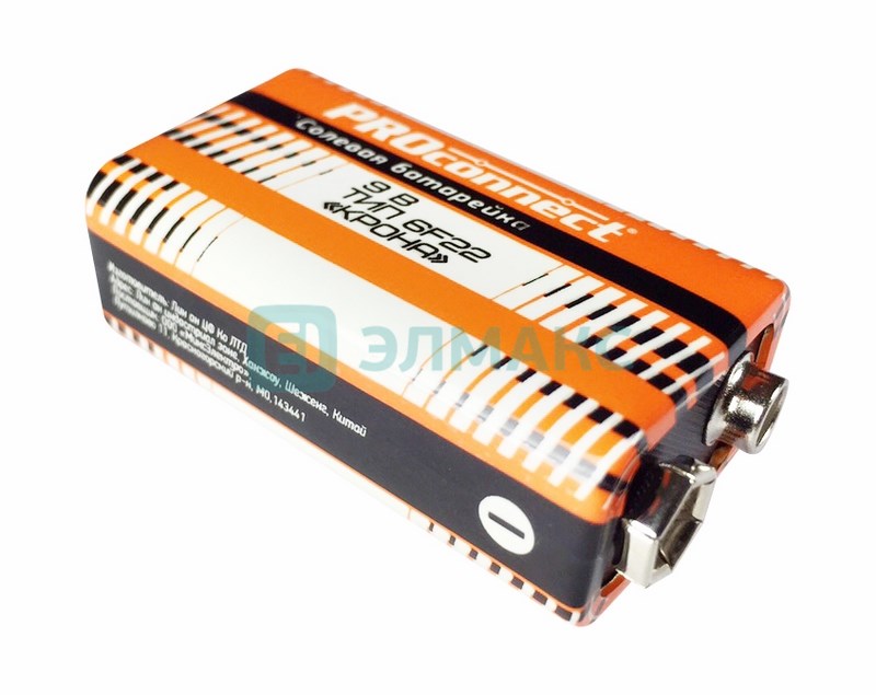 Солевая батарейка КРОНА 9V 6F22 "Крона"