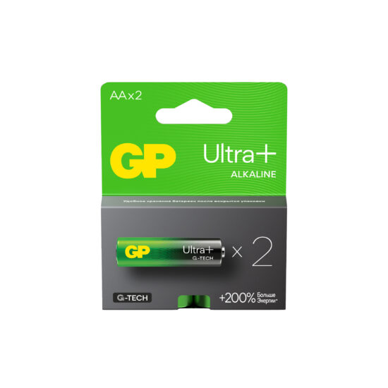 Батарейка щелочная GP LR6 (AA) Ultra Plus Alkaline 1.5В  бл/2 (15AUPA21-2CRSB2)