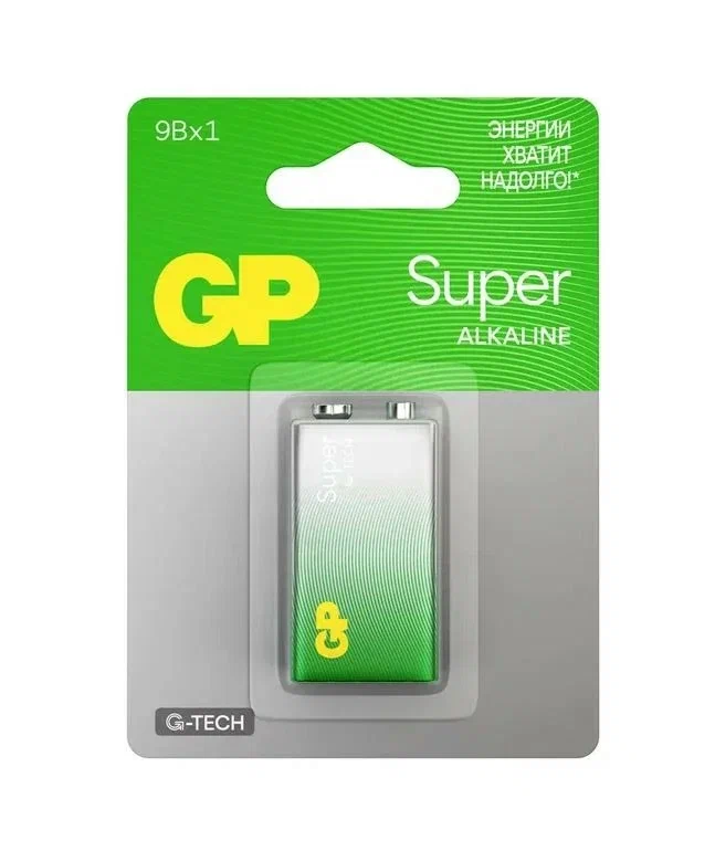 Батарейка щелочная GP 6LF22 (6LR61) Super Alkaline 9В бл/1 (1604A-BL1)