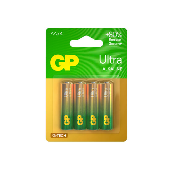 Батарейка щелочная GP LR6 (AA) Ultra Alkaline 1.5В бл/4 (15AUA21-2CRSBC4)