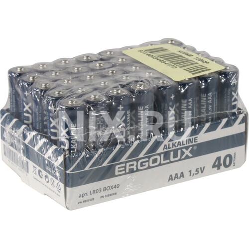 Батарейка щелочная ERGOLUX LR03 (AAA) 1.5В (40 шт. в боксе)