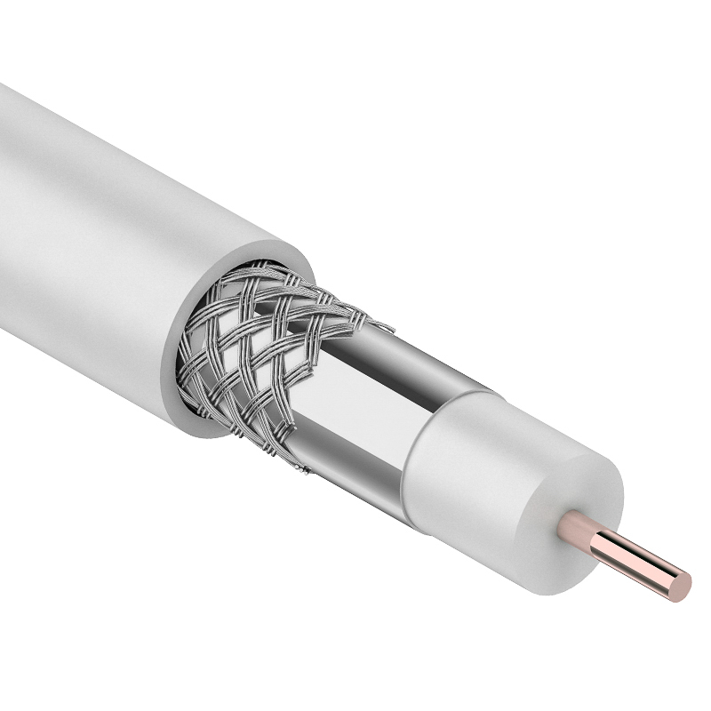 Кабель RG-6U, (64%), 75 Ом, 100м., белый  REXANT