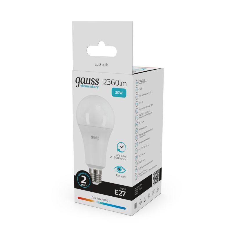 Лампа Gauss LED Elementary A67 30W E27 4100K 1/10/50