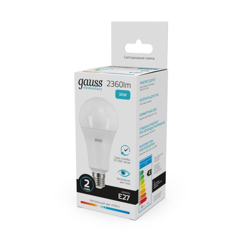 Лампа Gauss LED Elementary A67 30W E27 4100K 1/10/50