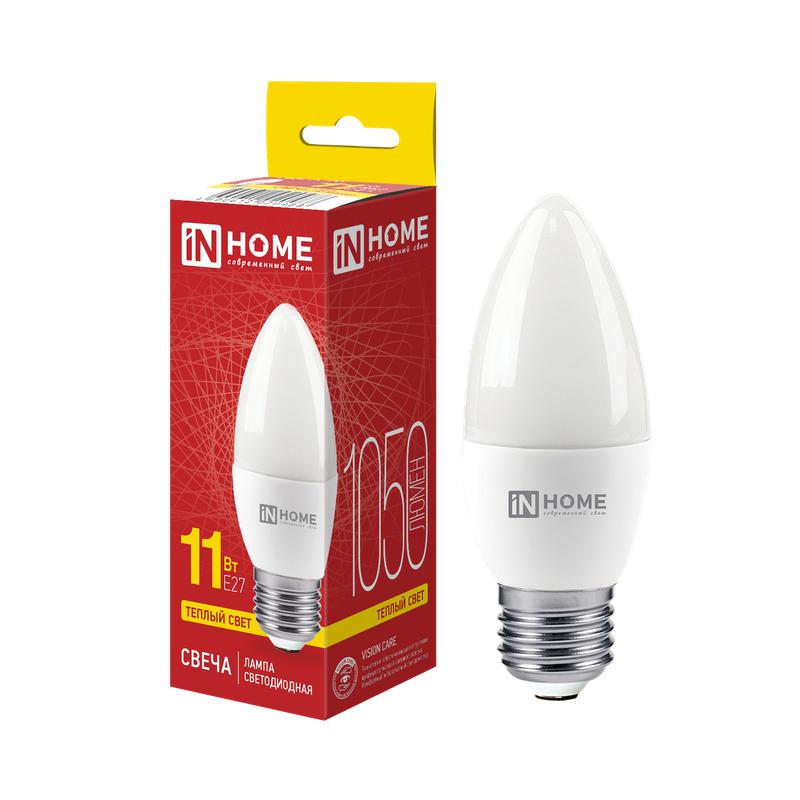 Лампа светодиодная LED-СВЕЧА-VC 11Вт 230В Е27 3000К 1050Лм IN HOME