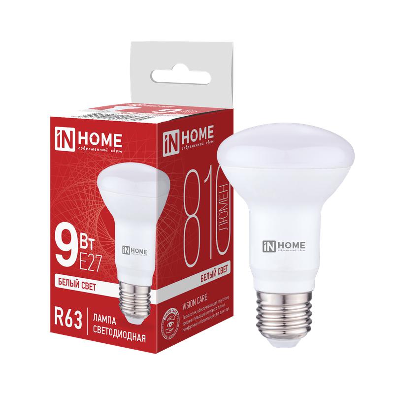 Лампа светодиодная LED-R63-VC 9Вт 230В Е27 4000К 720Лм IN HOME