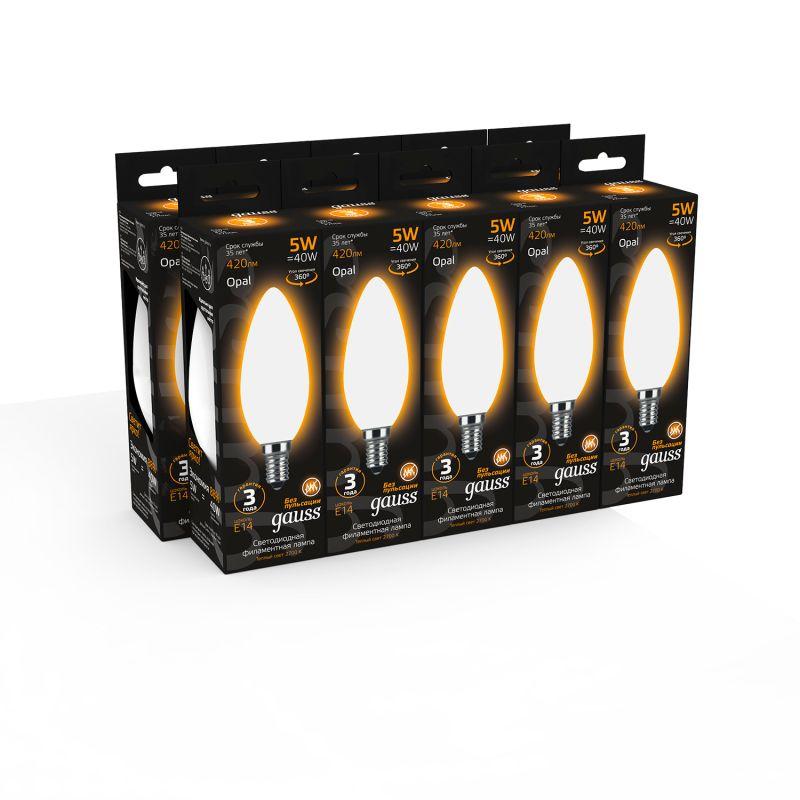 Лампа Gauss LED Filament Candle OPAL E14 5W 2700К 1/10/50