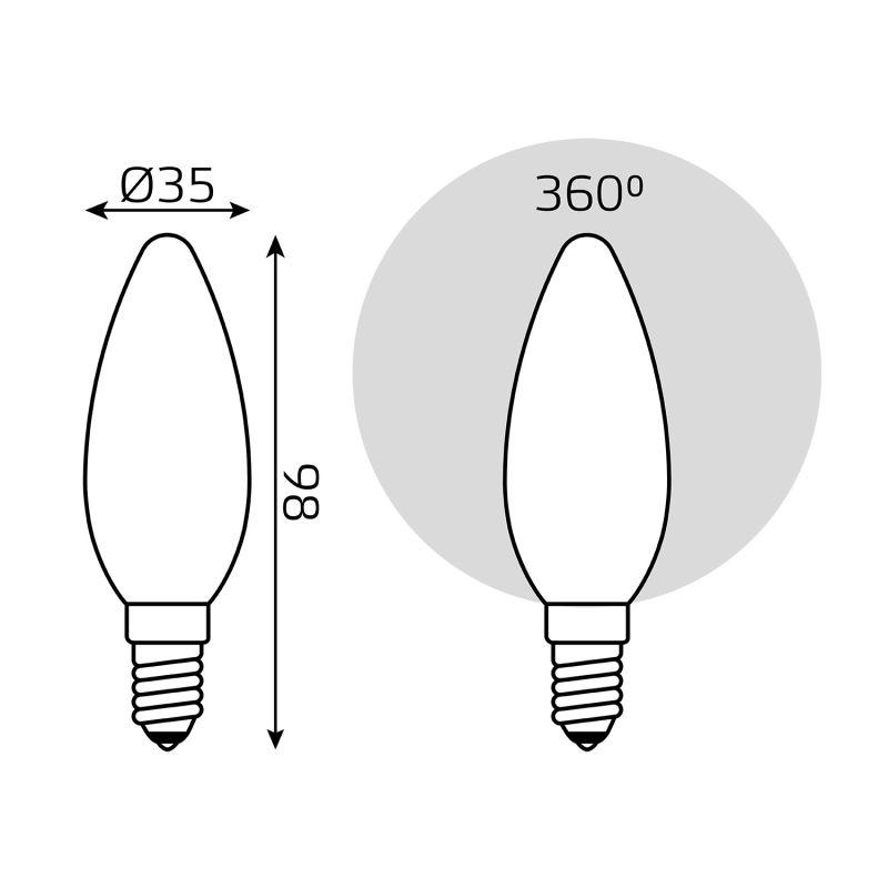Лампа Gauss LED Filament Candle OPAL E14 5W 2700К 1/10/50