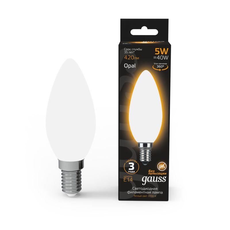 Лампа Gauss LED Filament Candle OPAL E14 5W 2700К 1/10/50