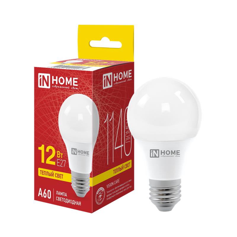 Лампа светодиодная LED-A60-VC 12Вт 230В Е27 3000К 1140Лм IN HOME