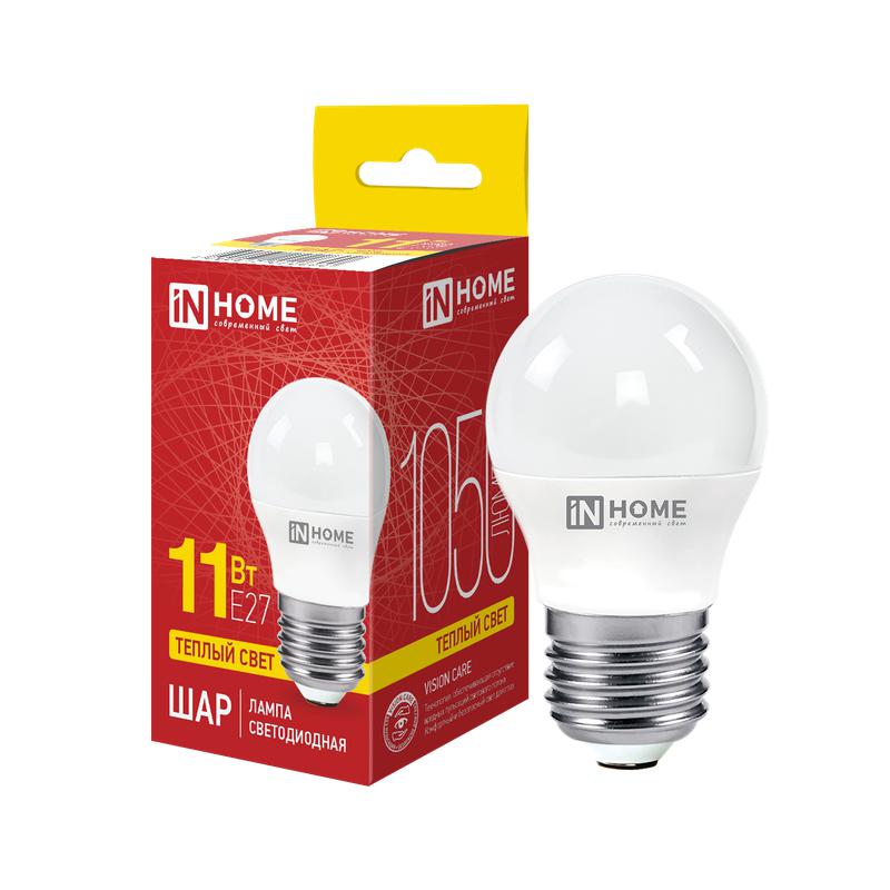 Лампа светодиодная LED-ШАР-VC 11Вт 230В Е27 3000К 820Лм IN HOME