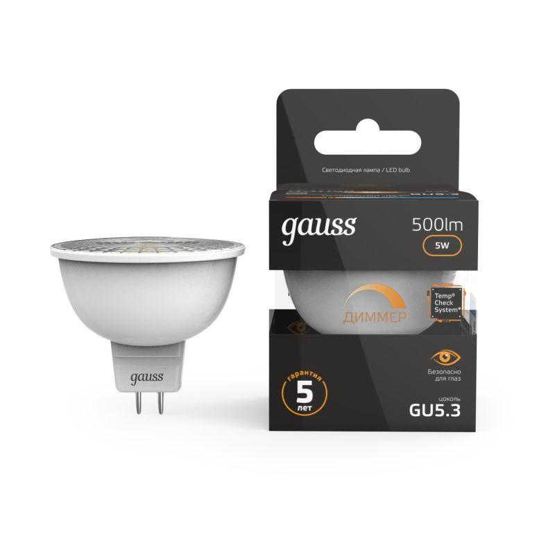 Лампа Gauss LED MR16 GU5.3-dim 5W 2700K  диммируемая