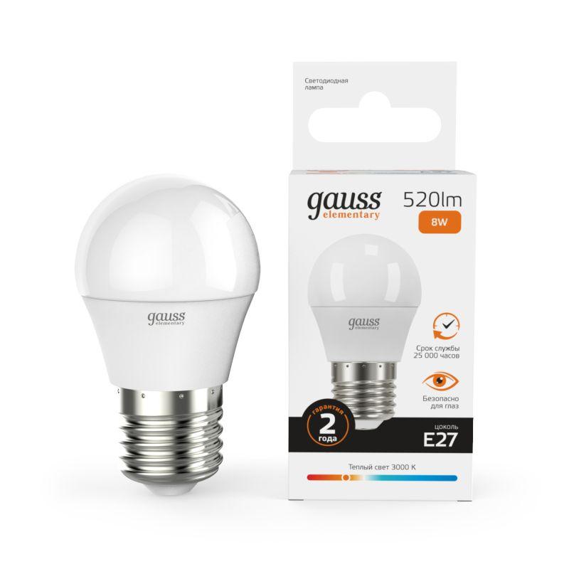 Лампа Gauss LED Elementary Globe 8W E27 2700K 1/10/50