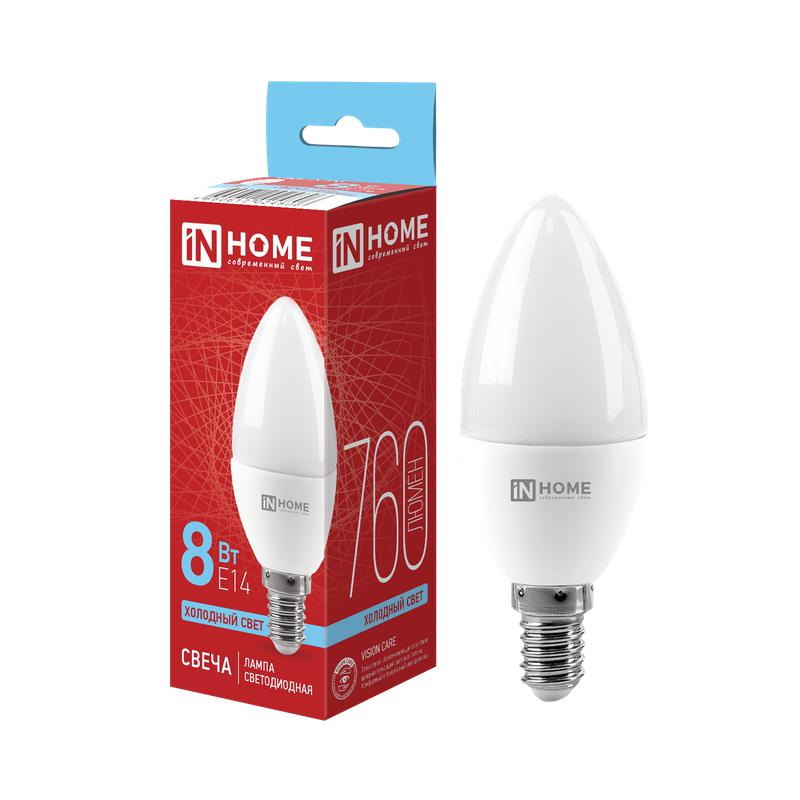 Лампа светодиодная LED-СВЕЧА-VC 8Вт 230В Е14 6500К 760Лм IN HOME