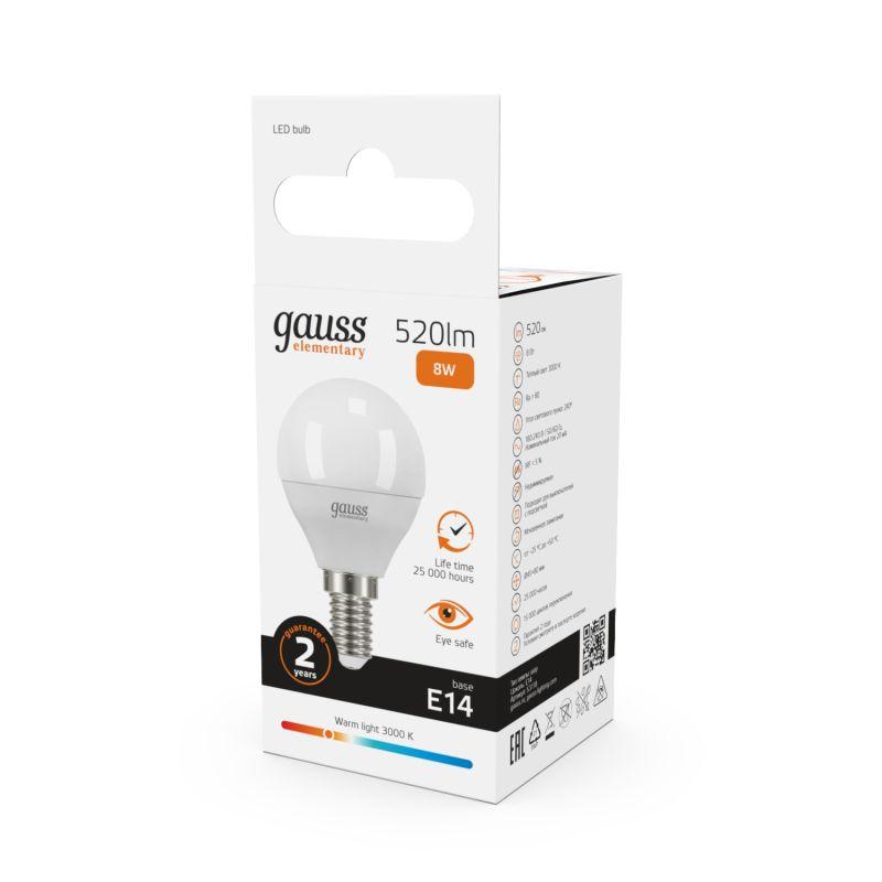 Лампа Gauss LED Elementary Globe 8W E14 2700K 1/10/100