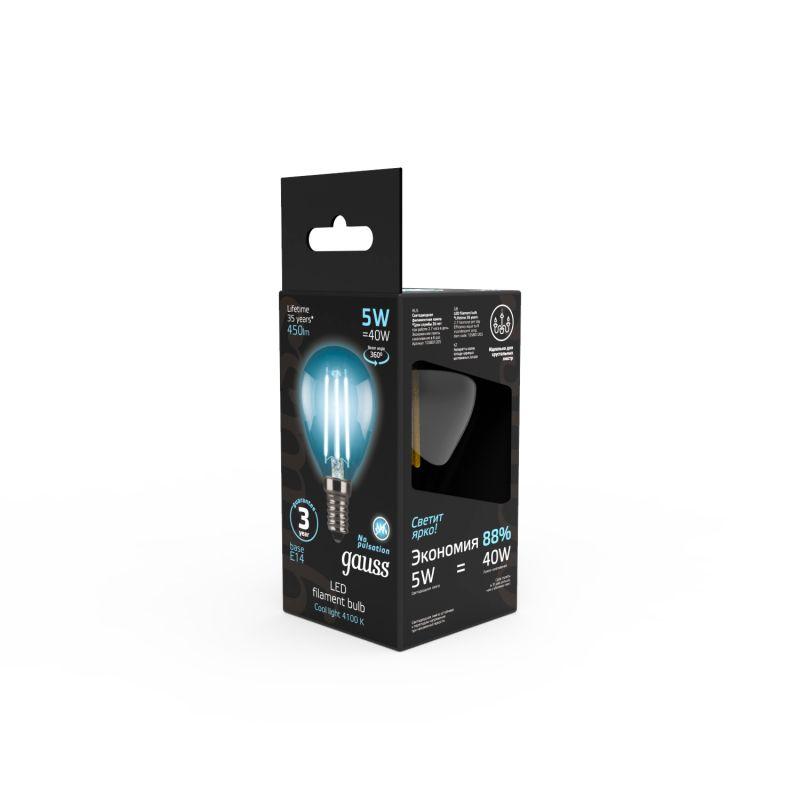 Лампа Gauss LED Filament Globe E14 5W 4100K 1/10/50