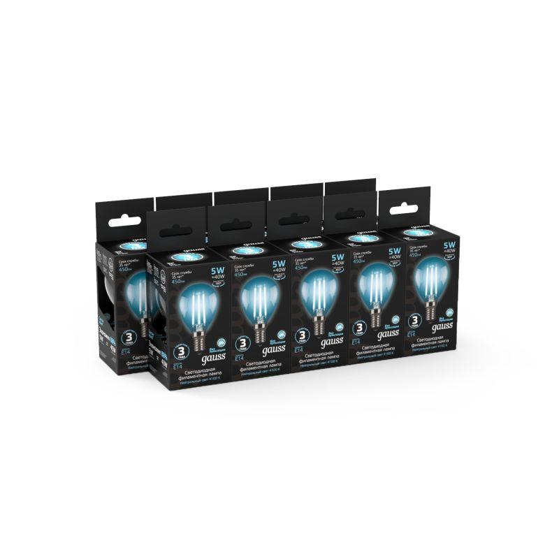 Лампа Gauss LED Filament Globe E14 5W 4100K 1/10/50