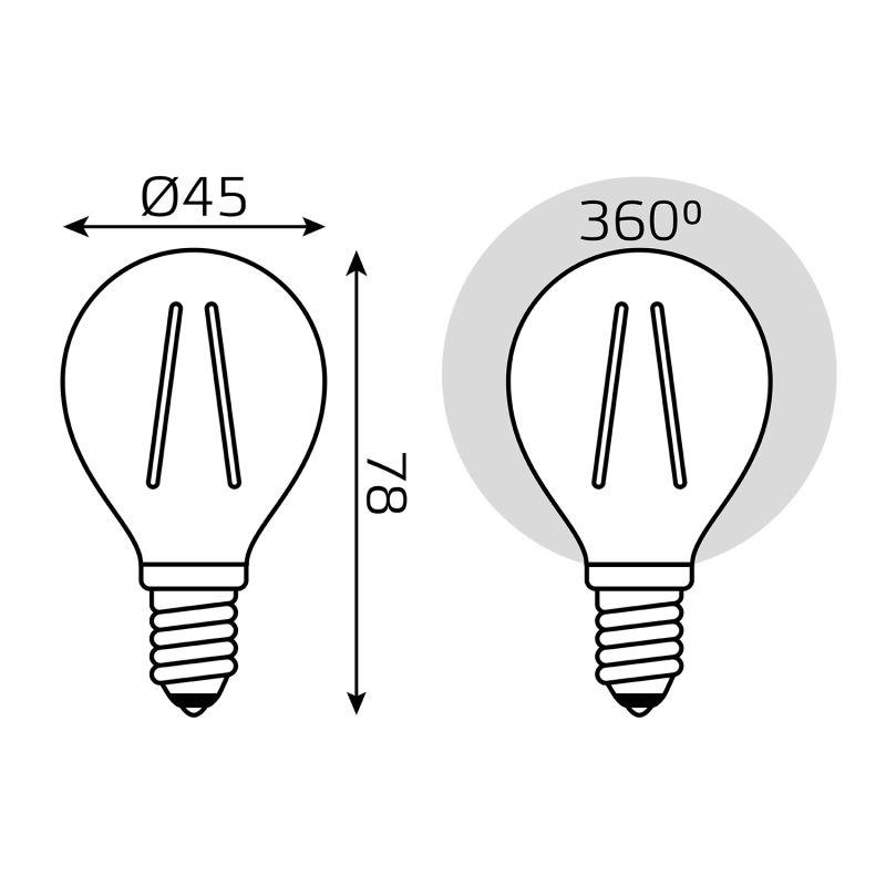 Лампа Gauss LED Filament Globe E14 5W 4100K 1/10/50