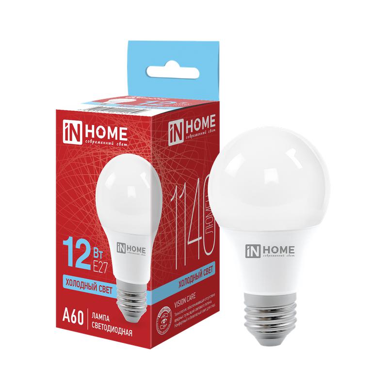 Лампа светодиодная LED-A60-VC 12Вт 230В Е27 6500К 1140Лм IN HOME