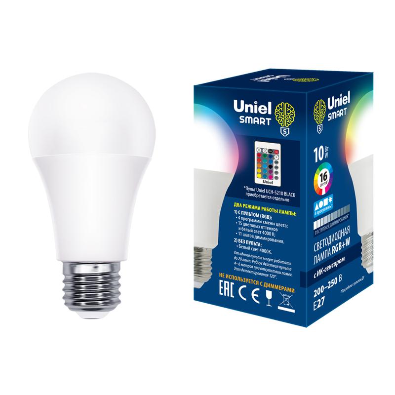 LED-A60-10W/RGB/E27/REG PLS21WH Лампа светодиодная с ИК сенсором. Форма "А", матовая. RGB Пульт