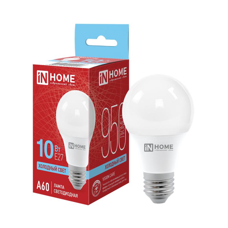 Лампа светодиодная LED-A60-VC 10Вт 230В Е27 6500К 950Лм IN HOME