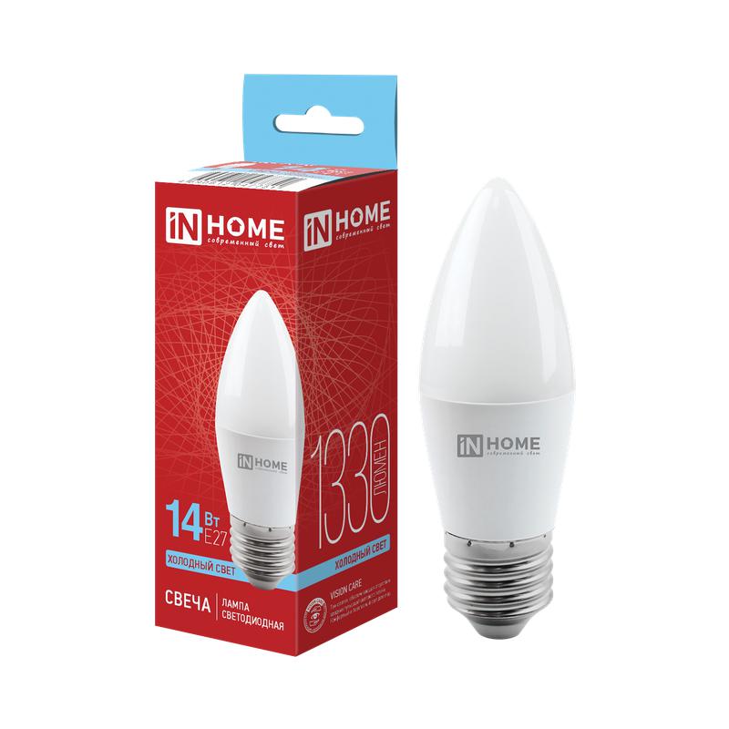 Лампа светодиодная LED-СВЕЧА-VC 14Вт 230В E27 6500K 1330Лм IN HOME