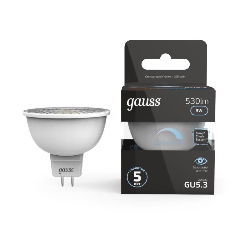 Лампа Gauss LED MR16 GU5.3-dim 5W 4100K  диммируемая