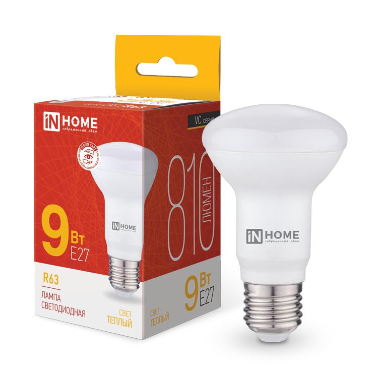 Лампа светодиодная LED-R63-VC 9Вт 230В Е27 3000К 720Лм IN HOME