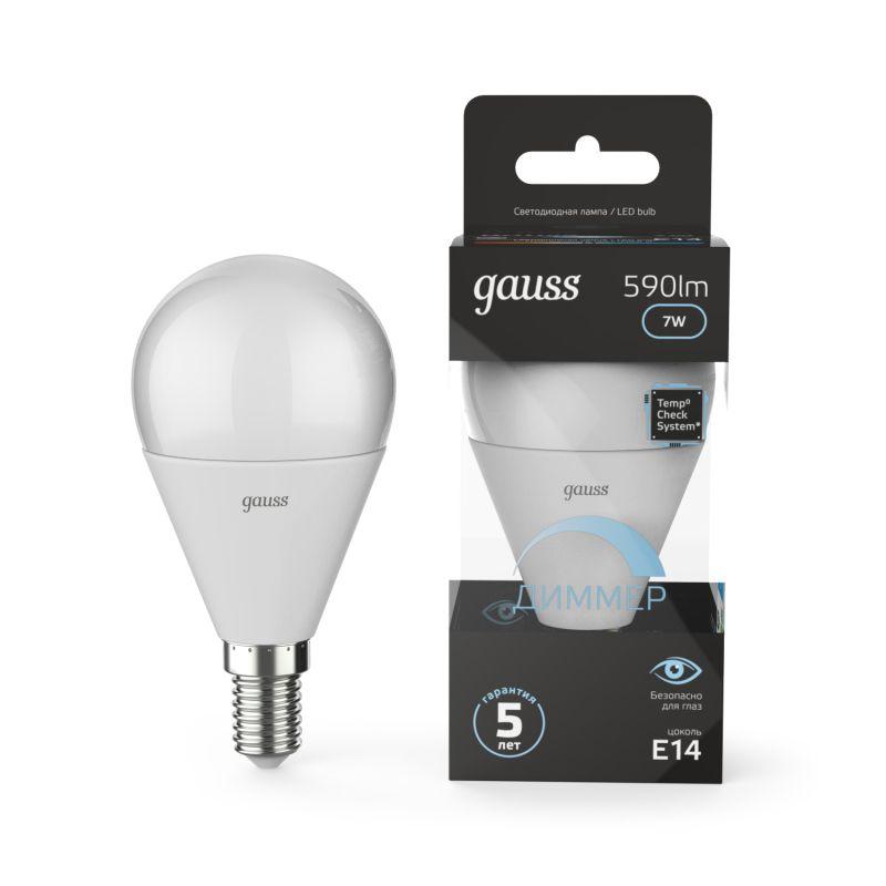 Лампа Gauss LED Globe-dim E14 7W 4100К диммируемая 1/10/100